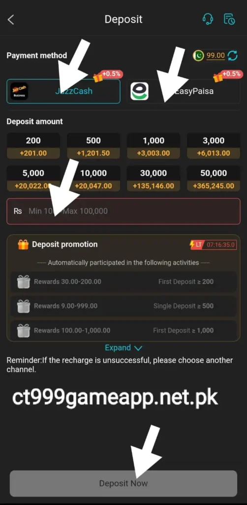 Deposit and Withdraw Money from the CT999